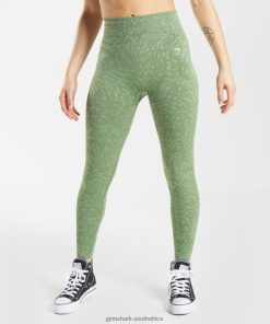 Gymshark Clothing South Africa - Gymshark Adapt Animal Seamless Leggings Wild | Iguana Green Women 6464T4307