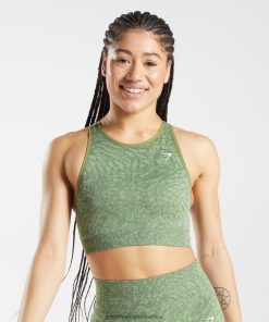 Gymshark Clothing South Africa - Gymshark Adapt Animal Seamless Sports Bra Wild | Iguana Green Women 6464T4203