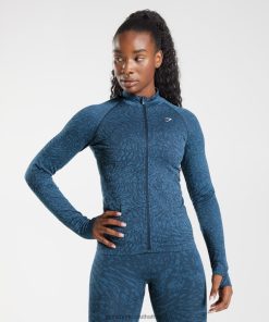 Gymshark Clothing South Africa - Gymshark Adapt Animal Zip Through Wild | Navy Women 6464T4356