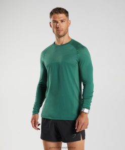 Gymshark Clothing South Africa - Gymshark Apex Seamless Long Sleeve T-Shirt Woodland Green/Hoya Green Men 6464T4699