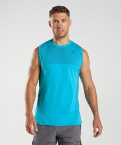 Gymshark Clothing South Africa - Gymshark Apex Seamless Tank Shark Blue/Atlantic Blue Men 6464T4951