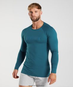 Gymshark Clothing South Africa - Gymshark Apollo Long Sleeve T-Shirt Atlantic Blue Men 6464T4747