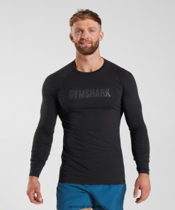 Gymshark Clothing South Africa - Gymshark Apollo Long Sleeve T-Shirt Black Men 6464T4731