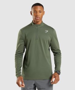 Gymshark Clothing South Africa - Gymshark Arrival 1/4 Zip Pullover Core Olive Men 6464T4871