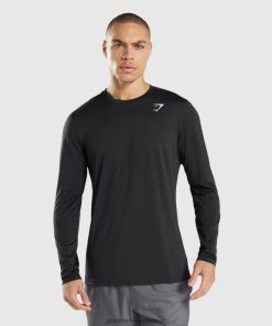 Gymshark Clothing South Africa - Gymshark Arrival Long Sleeve T-Shirt Black Men 6464T4619