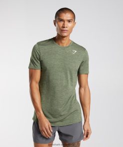 Gymshark Clothing South Africa - Gymshark Arrival Marl T-Shirt Core Olive/Kalamata Olive Marl Men 6464T4639