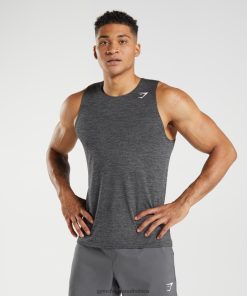 Gymshark Clothing South Africa - Gymshark Arrival Slim Marl Tank Black/Silhouette Grey Marl Men 6464T4895