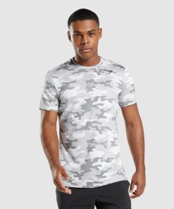 Gymshark Clothing South Africa - Gymshark Arrival T-Shirt Light Grey Camo Men 6464T4691