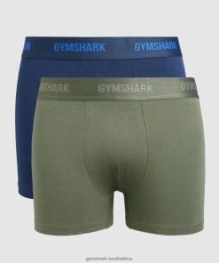 Gymshark Clothing South Africa - Gymshark Boxers 2pk Core Olive/Navy Men 6464T41047
