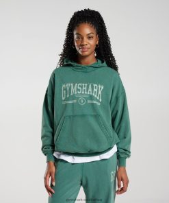 Gymshark Clothing South Africa - Gymshark Collegiate Oversized Hoodie Ink Teal Women 6464T4392