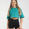 Gymshark Clothing South Africa - Gymshark Cotton Boxy Crop Top Jewel Green Women 6464T4450