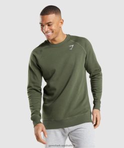 Gymshark Clothing South Africa - Gymshark Crest Sweatshirt Core Olive Men 6464T4795