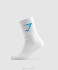 Gymshark Clothing South Africa - Gymshark Crew Sock 1pk White/Blue Unisex 6464T41085