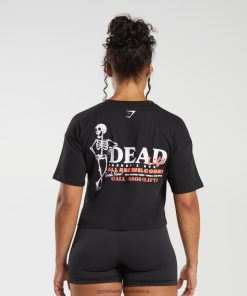 Gymshark Clothing South Africa - Gymshark Dead Lift Midi Tee Black Women 6464T4413
