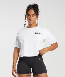 Gymshark Clothing South Africa - Gymshark Dead Lift Midi Tee White Women 6464T4426