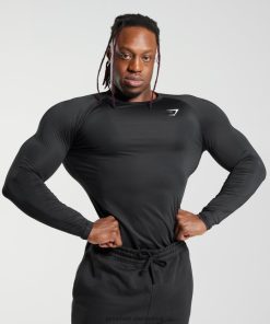 Gymshark Clothing South Africa - Gymshark Element Baselayer Long Sleeve T-Shirt Black Men 6464T4671