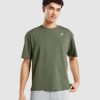 Gymshark Clothing South Africa - Gymshark Essential Oversized T-Shirt Core Olive Men 6464T4623