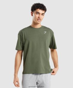 Gymshark Clothing South Africa - Gymshark Essential Oversized T-Shirt Core Olive Men 6464T4623
