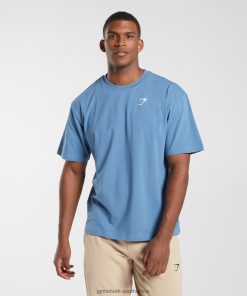 Gymshark Clothing South Africa - Gymshark Essential Oversized T-Shirt Denim Blue Men 6464T4651