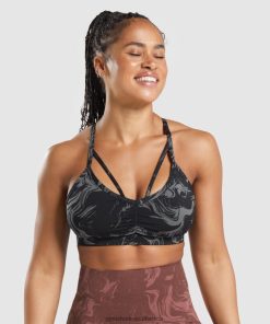 Gymshark Clothing South Africa - Gymshark GS Power Sports Bra Black Print Women 6464T4199