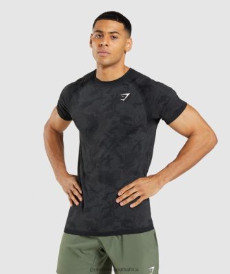 Gymshark Clothing South Africa - Gymshark Geo Seamless T-Shirt Black/Charcoal Grey Men 6464T4635