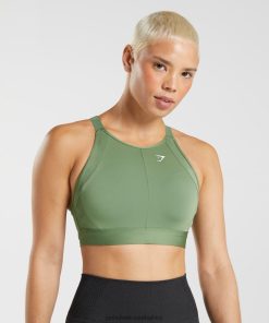 Gymshark Clothing South Africa - Gymshark High Neck High Support Sports Bra Iguana Green Women 6464T4191