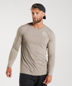 Gymshark Clothing South Africa - Gymshark Legacy Long Sleeve T-Shirt Limestone Marl Men 6464T4751