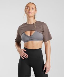 Gymshark Clothing South Africa - Gymshark Legacy Shrug Top Truffle Brown Women 6464T4495