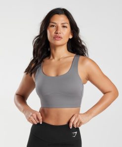 Gymshark Clothing South Africa - Gymshark Longline Sports Bra Titanium Grey Women 6464T4167