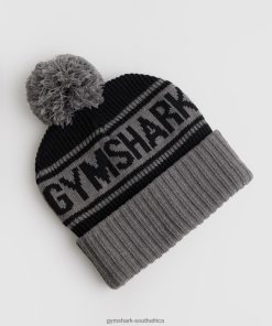 Gymshark Clothing South Africa - Gymshark Pom Beanie Black/Coin Grey Unisex 6464T41142