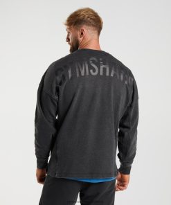 Gymshark Clothing South Africa - Gymshark Power Washed Crew Black Men 6464T4851
