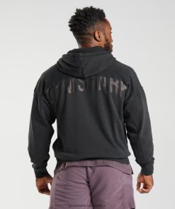 Gymshark Clothing South Africa - Gymshark Power Washed Hoodie Black Men 6464T4835