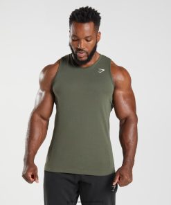 Gymshark Clothing South Africa - Gymshark React Tank Core Olive Men 6464T4963