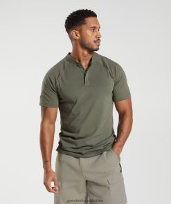 Gymshark Clothing South Africa - Gymshark Rest Day Commute Polo Shirt Dusty Olive Men 6464T4783