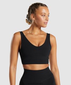 Gymshark Clothing South Africa - Gymshark Rest Day Seamless Bralette Black Women 6464T4120