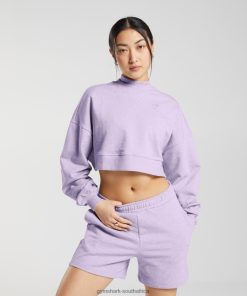 Gymshark Clothing South Africa - Gymshark Rest Day Sweats Cropped Pullover Aura Lilac Marl Women 6464T4368