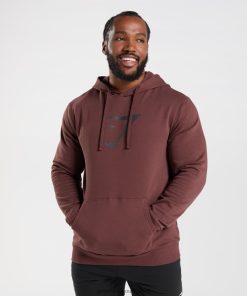 Gymshark Clothing South Africa - Gymshark Sharkhead Infill Hoodie Cherry Brown Men 6464T4863