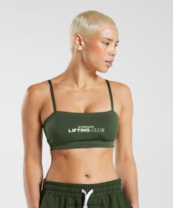 Gymshark Clothing South Africa - Gymshark Social Club Bandeau Moss Olive Women 6464T4195