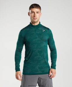 Gymshark Clothing South Africa - Gymshark Sport Seamless 1/4 Zip Woodland Green/Hoya Green Men 6464T4807