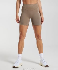 Gymshark Clothing South Africa - Gymshark Sweat Seamless Shorts Fossil Brown Women 6464T420