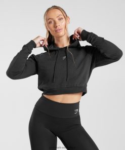 Gymshark Clothing South Africa - Gymshark Training Cropped Hoodie Black Women 6464T4372