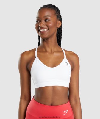 Gymshark Clothing South Africa - Gymshark V Neck Sports Bra White Women 6464T4211