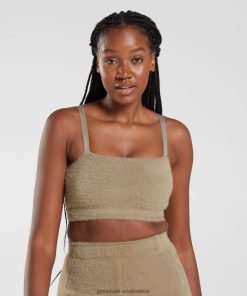 Gymshark Clothing South Africa - Gymshark Whitney Eyelash Knit Bandeau Cement Brown Women 6464T4163