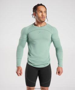 Gymshark Sale South Africa - Gymshark 315 Seamless Long Sleeve T-Shirt Frost Teal/Ink Teal Men 6464T4780