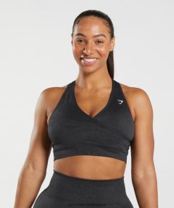 Gymshark Sale South Africa - Gymshark Adapt Camo Seamless Sports Bra Black/Onyx Grey Women 6464T4192
