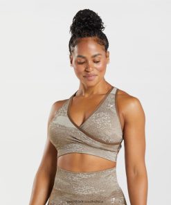 Gymshark Sale South Africa - Gymshark Adapt Camo Seamless Sports Bra Pebble Grey/Soul Brown Women 6464T4176