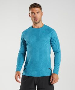 Gymshark Sale South Africa - Gymshark Apex Long Sleeve T-Shirt Atlantic Blue/Shark Blue Men 6464T4672