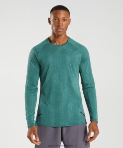Gymshark Sale South Africa - Gymshark Apex Long Sleeve T-Shirt Woodland Green/Hoya Green Men 6464T4608