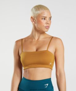 Gymshark Sale South Africa - Gymshark Bandeau Sports Bra Nutmeg Brown Women 6464T4180