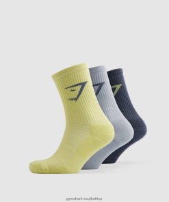 Gymshark Sale South Africa - Gymshark Crew Socks 3pk Green/Grey/Blue Unisex 6464T41099
